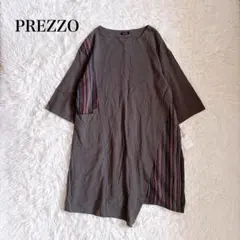 PREZZO プレッツォ 七分袖 ロングチュニック アシンメトリー 和柄 L