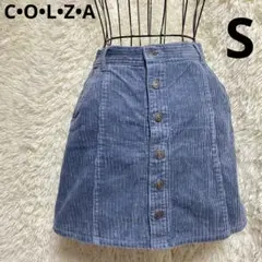C・O・L・Z・A コーデュロイ ミニスカート S 青 台形 シンプル