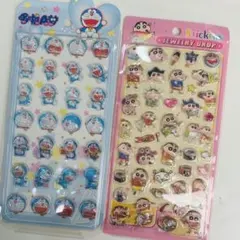 ドラえもん・しんちゃん 3D立体硬い2枚シールセット大人気かわいい