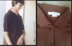 香菜子　JOHN SMEDLEY ニットポロ ジョンスメドレー Sブラウン半袖のサムネイル