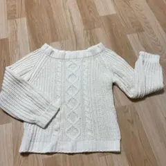 ケーブル編みニットセーター ホワイト 長袖　未使用