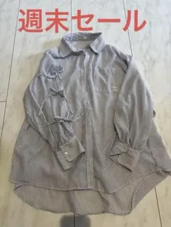 earth music&ecology ストライプシャツ 袖リボンのサムネイル