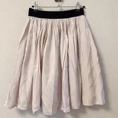 クチュールブローチ フレアスカート ギャザー 光沢感 ピンクベージュ 38 M