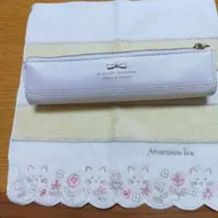 Afternoon Tea ペンケース& タオルハンカチ　花ネコ柄新品