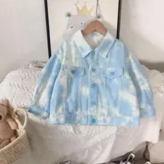 【新品未使用】タイダイ柄ジャケット ブルー110サイズ