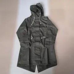 オリーブグリーン フード付きナイロンモッズコート