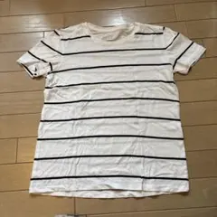 無印良品　ホワイト/ブラックストライプ 半袖Tシャツ M
