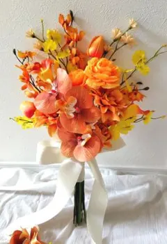 No.2614 クラッチブーケ　ブートニア　テラコッタカラー　造花ブーケ