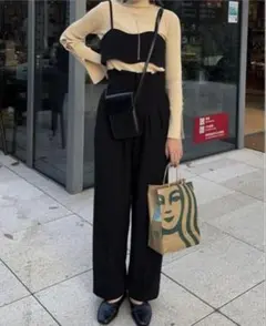 【1】Eaphi belt ribbon high waist pants