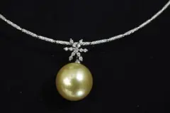 K18南洋ゴールデンパール&ダイヤモンドネックレス