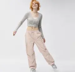 GU ピンク パラシュートカーゴパンツ レディースS パラシュートパンツ