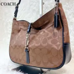 美品✨コーチ ワンショルダー ハンドバッグ スピードクリップ シグネイチャー 茶