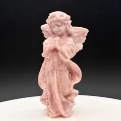 厳選【天然石エンジェル彫刻】祈りの天使 柔らかピンクのオブジェ　パワーストーンのサムネイル