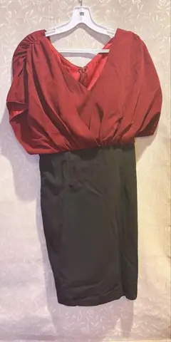 dAZZY 赤と黒のバルーンスリーブドレス L