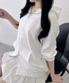 INGNI ホワイト ラメスウェットジップパーカー