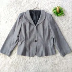 SANS FIN　グレー チェック柄丸襟ジャケット　ラメ入り　羽織り　セレモニー