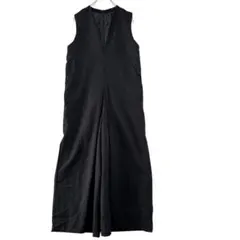 【ボンジュールサガン】ディープVネック オールインワン ブラック サロペット M