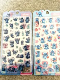 スティッチ　ボンボンドロップ風シール　立体硬いシール　２枚セット