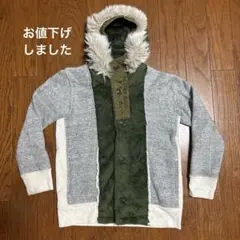 DENIM DUNGAREE キッズ パーカー フード付き ボア切り替え