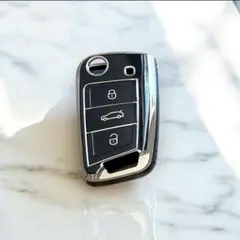 VW フォルクスワーゲン TPU キーケース ブラック シルバー キーカバー