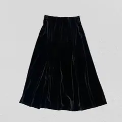 APPUREAM♡ベロアロングフレアスカート　ウエストゴム　インナーあり　M相当