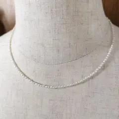 淡水パールネックレス、ライス型淡水パール、38cm、全長43cm