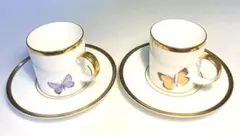 HOYAのボーンチャイナ デミタスコーヒーカップ&ソーサー 2客