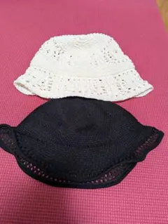 GUハット ホワイト ブラック 2点セット