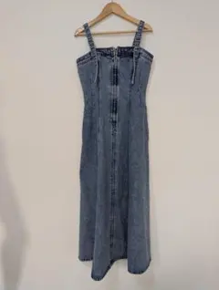 MOUSSY 新品　デニム　ロング　キャミ　ワンピース 　ブルー　サロペット
