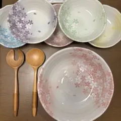 宇野千代 食器セット 皿 ボウル 5色セット 木製スプーン フォークのサムネイル