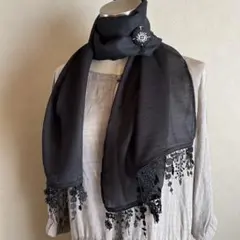 ゆみこ様専用ミナペルホネンハンドメイドanemoneのブローチとレースのストール