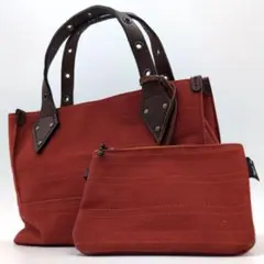 極美品✨️ アニエスべー ミニトートバッグ ポーチ レザーハンドル 帆布素材