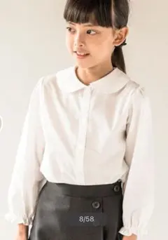 23_キャサリンコテージ　ホワイトコットン長袖シャツ 110cm 女の子