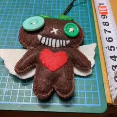 フェルトマスコット、キーホルダー、ハロウィン、こげ茶