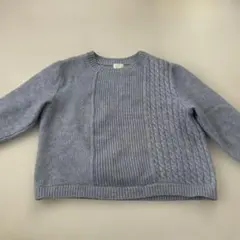 ライトブルー リブ編み ケーブル編み セーター