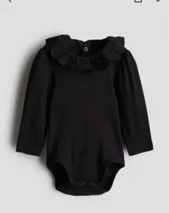 【H&M ブラックフリルロンパーストップス 68】