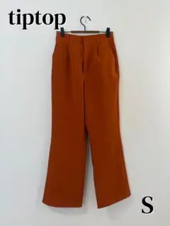 【美品】tip top センタープレスセミフレアスラックス　ブラウン　Sサイズ