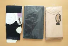 「A」新品M～Ｌサイズ ベージュチェック模様 黒チェックストッキングラメトレンカ