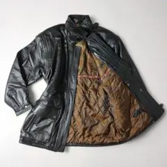 レザージャケット　ラムレザー　黒　裏地ペイズリー柄　アウター　ブルゾン　羊革