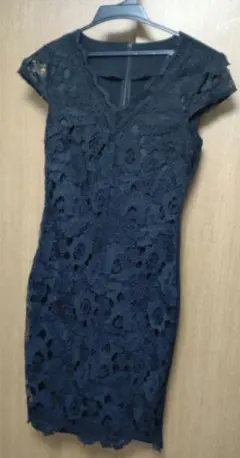 総レース ミニワンピース ブラック
