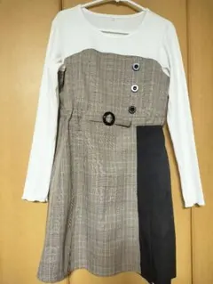 チェック柄 ドッキングワンピース 150cm