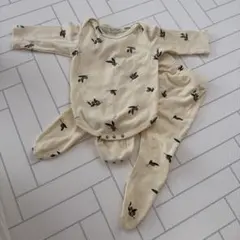 オリーブ柄ロンパース・パンツ・とんがりボンネットセット