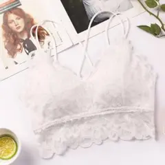 レースブラトップ レディース　ブラトップ　キャミソール　ナイトブラ　ホワイト