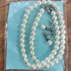 ホワイトパール ネックレス イヤリングセット