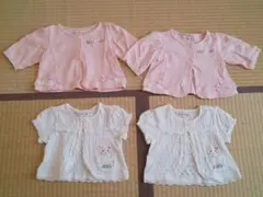 クーラクールのボレロ９０の四着セット　双子用　ピンクと白　春夏用　キムラタン