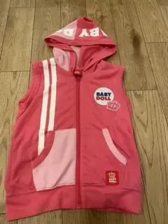 BABY DOLL フード付きジップアップベスト ピンク
