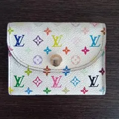 美品】ルイヴィトン マルチカラー 名刺入れカードケース白×ピンク