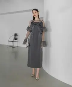 LEJA 2WAYフロントリボンボレロストーンドット柄Aラインドレス 2点