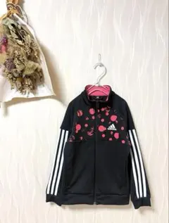 極美品 adidas ジャージ 黒 ピンク アディダス ガールズ 130