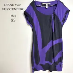 ダイアンフォンファステンバーグ ミニワンピース パープル エレガント ミニ丈